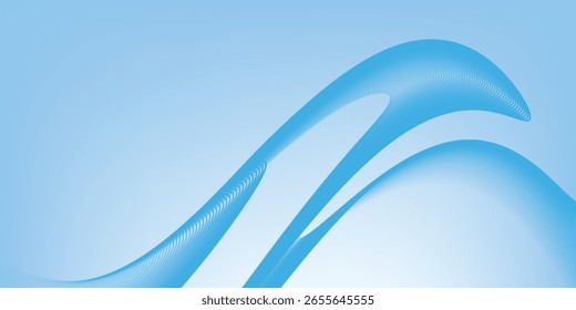 Fundo abstrato do gradiente azul celeste profundo com listras curva linha vetor imagem