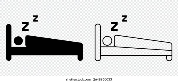 Deep sleep icon set. Sleeping vector with Bed, and Zzz Symbol. sleeping in bed line and glyph icon. Symbol , logo illustration