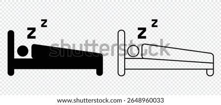 Deep sleep icon set. Sleeping vector with Bed, and Zzz Symbol. sleeping in bed line and glyph icon. Symbol , logo illustration