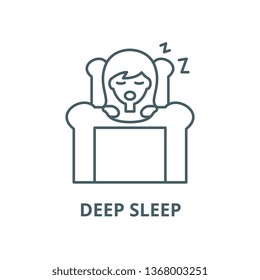 Deep sleep line icon, vector. Deep sleep outline sign, concept symbol, flat illustration
