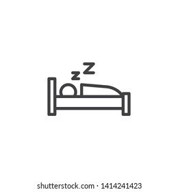 Deep sleep, man sleeping line icon. linear style sign for mobile concept and web design. Sleeping bed outline vector icon. Symbol, logo illustration. Vector graphics