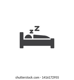 Deep sleep, man sleeping vector icon. filled flat sign for mobile concept and web design. Sleeping bed glyph icon. Symbol, logo illustration. Vector graphics