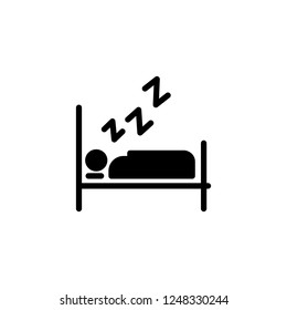 Deep sleep minimal line bedroom vector icon in solid/glyph style