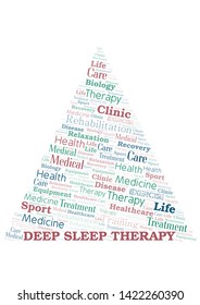 Deep Sleep Therapy Word Cloud. Wordcloud Made With Text Only.