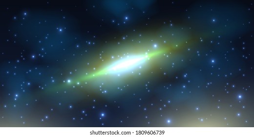 Deep space background with stars, bright burst of light and abstract shapes. Space stars background with glitter particles.
