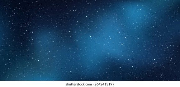 Deep space blue starry sky background with nebula. Universe galaxy backdrop for science, cosmos, astronomy, and mysterious concepts.