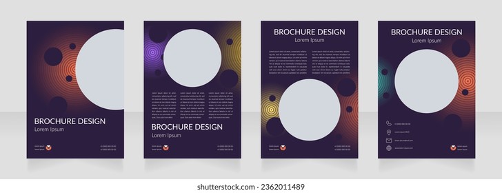 Deep space exploration science blank brochure design. Template set with copy space for text. Premade corporate reports collection. Editable 4 paper pages. Lato Regular, Light fonts used
