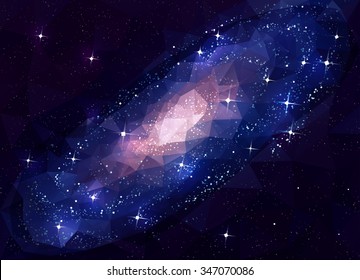 Deep Space Galaxy Andromeda. Low Poly.