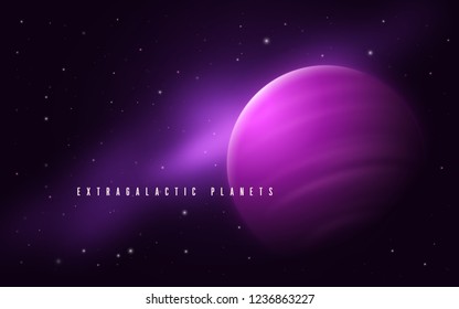 Deep space sci-fi abstract vector illustration with gas giant and nebula.