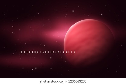 Deep space sci-fi abstract vector illustration with gas giant and nebula.