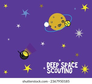 Deep Space Scouting Flachbanner, Astro-Drohne, kosmischer Scout, Planet und Sterne
