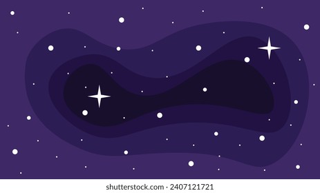 Deep Space with Shining Stars Flat Style. Science and deep cosmos concept vector background