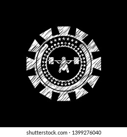 deep squat icon with chalkboard texture