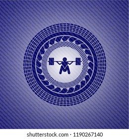 deep squat icon with denim texture