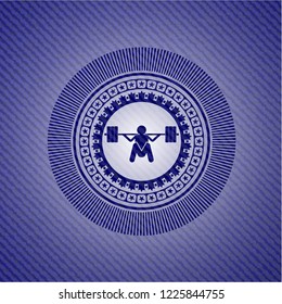 deep squat icon with denim texture
