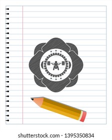 deep squat icon draw (pencil strokes). Vector Illustration. Detailed.