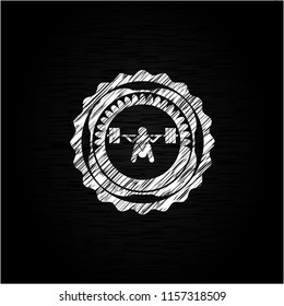 deep squat icon drawn chalk emblem, retro style, chalk or chalkboard texture