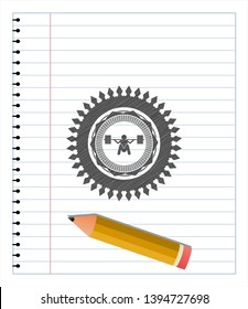 deep squat icon drawn with pencil strokes. Vector Illustration. Detailed.