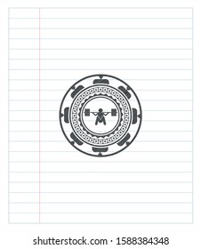 deep squat icon drawn in pencil. Vector Illustration. Detailed.