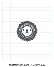 deep squat icon emblem with pencil effect. Vector Illustration. Detailed.