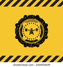 deep squat icon grunge warning sign emblem. Vector Illustration. Detailed.