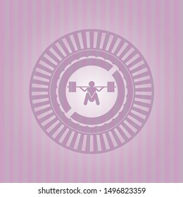 deep squat icon inside badge with pink background