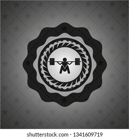 deep squat icon inside black emblem