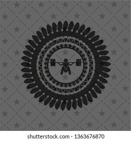deep squat icon inside black emblem. Vintage.