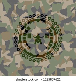 deep squat icon inside camo texture