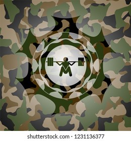 deep squat icon inside camo emblem