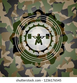 deep squat icon inside camo texture