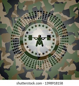 deep squat icon inside camo emblem