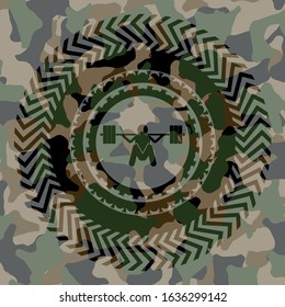 deep squat icon inside camo emblem