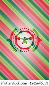 deep squat icon inside christmas colors badge.