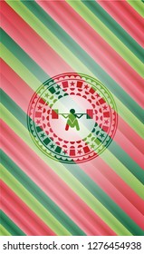deep squat icon inside christmas colors style emblem.