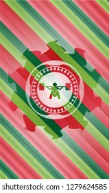 deep squat icon inside christmas style emblem.