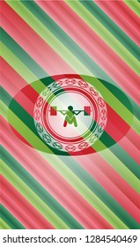 deep squat icon inside christmas colors badge.
