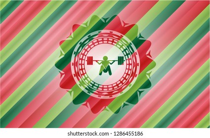 deep squat icon inside christmas emblem.