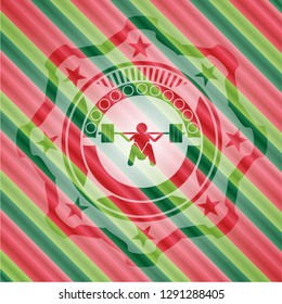 deep squat icon inside christmas style badge..