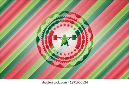 deep squat icon inside christmas colors style emblem.