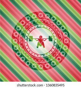 deep squat icon inside christmas badge background.