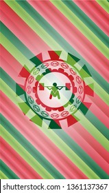 deep squat icon inside christmas badge background.