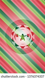 deep squat icon inside christmas colors emblem.