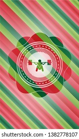 deep squat icon inside christmas emblem background.
