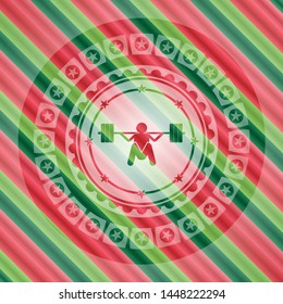deep squat icon inside christmas emblem background.