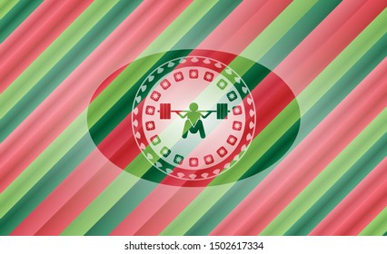 deep squat icon inside christmas colors style badge.