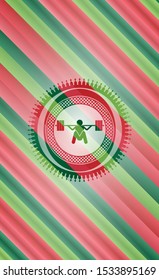 deep squat icon inside christmas colors style emblem.