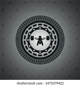 deep squat icon inside dark emblem