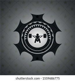 deep squat icon inside dark badge or emblem