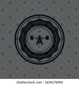 deep squat icon inside dark badge or emblem